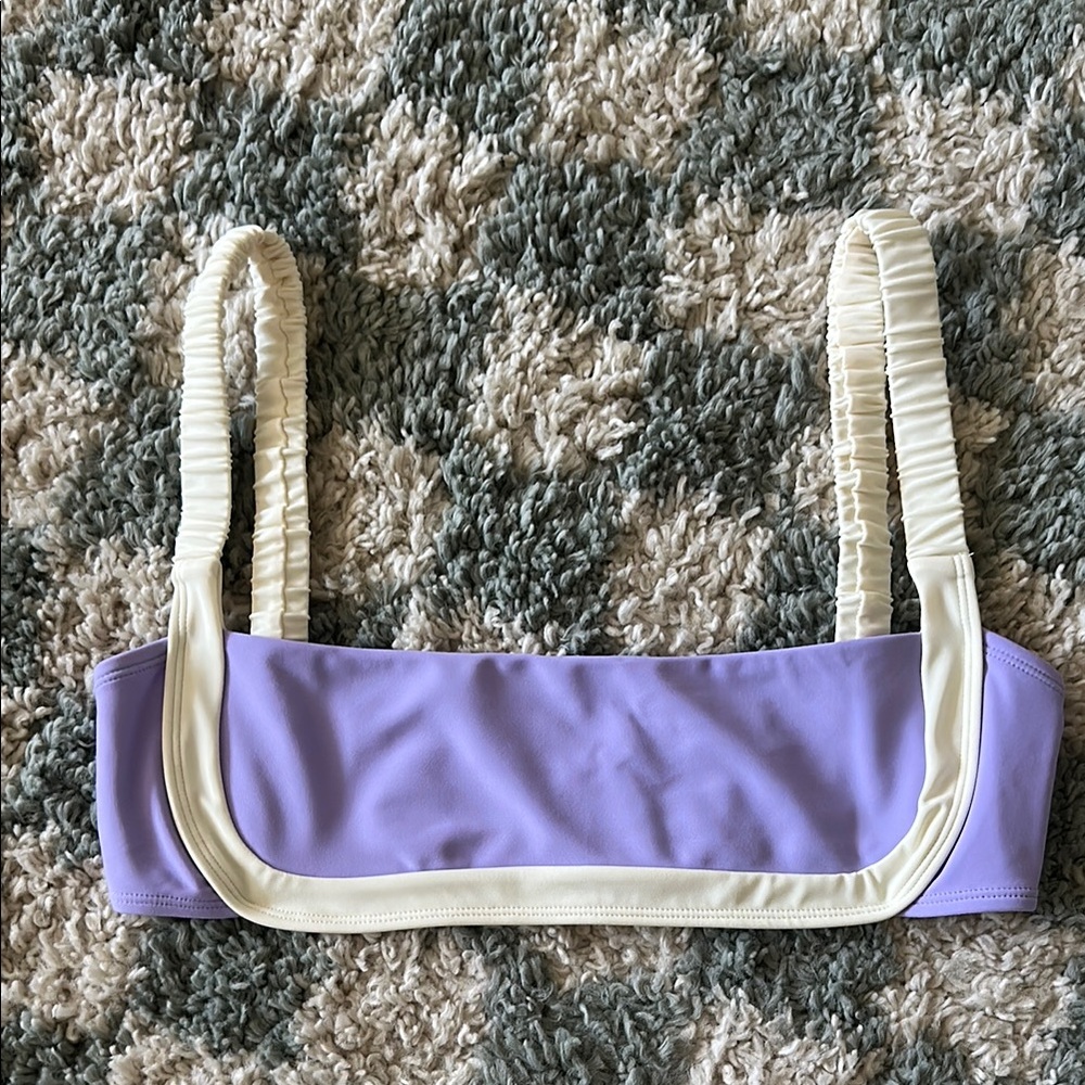 Lilac and Cream Ruched Strap Bralette